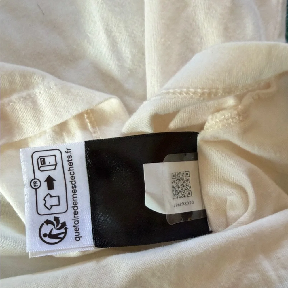 The North Face Men's Long Sleeve Logo Tee in Cream with Black Logo